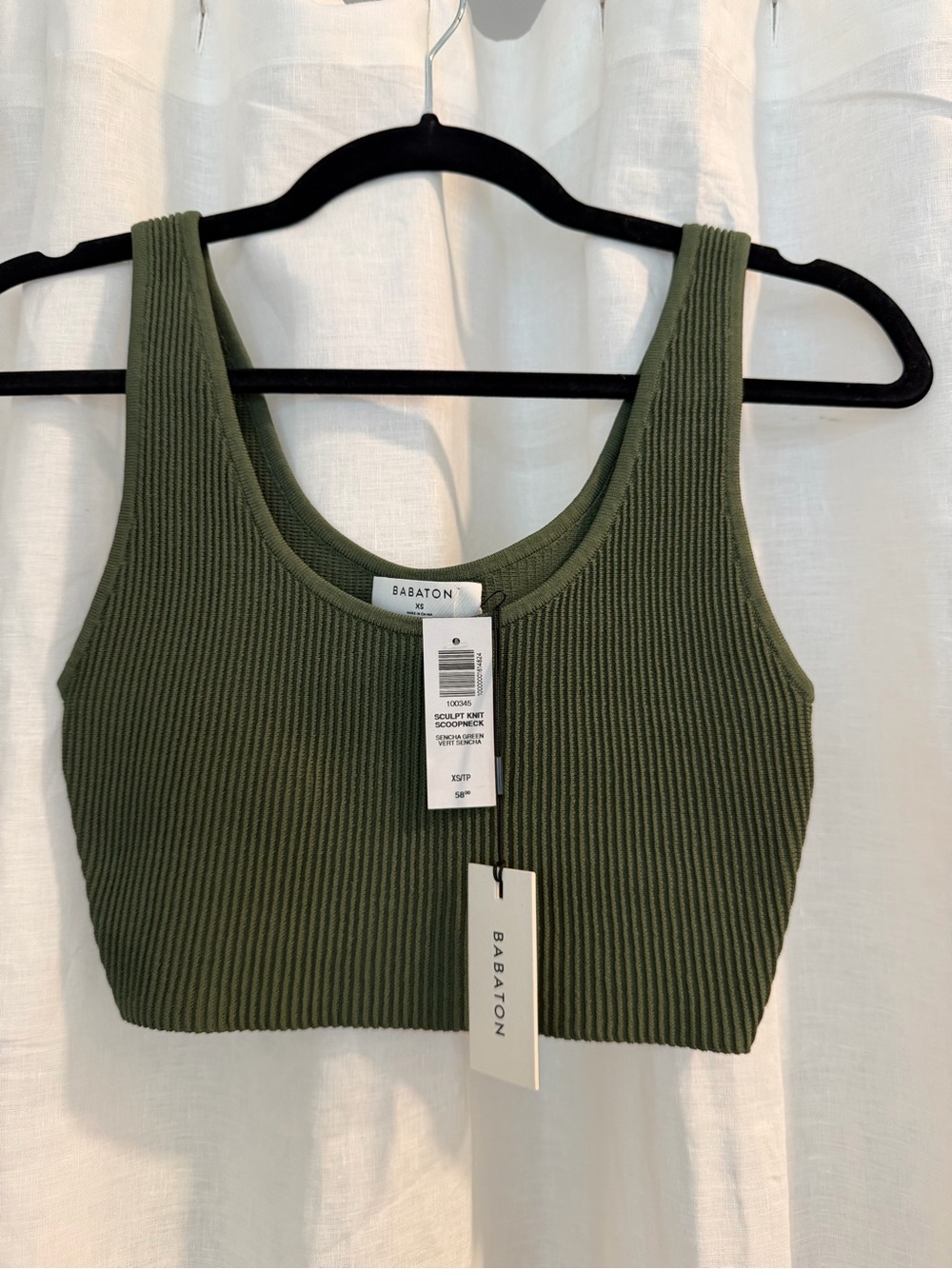 Babaton Olive Sculpt Knit Scoopneck Croptop